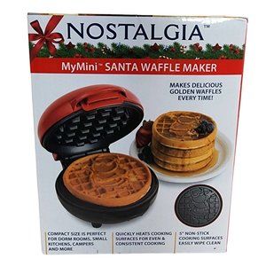 NIB Nostalgia My Mini Santa Waffle Maker Christmas Holiday Limited Edition